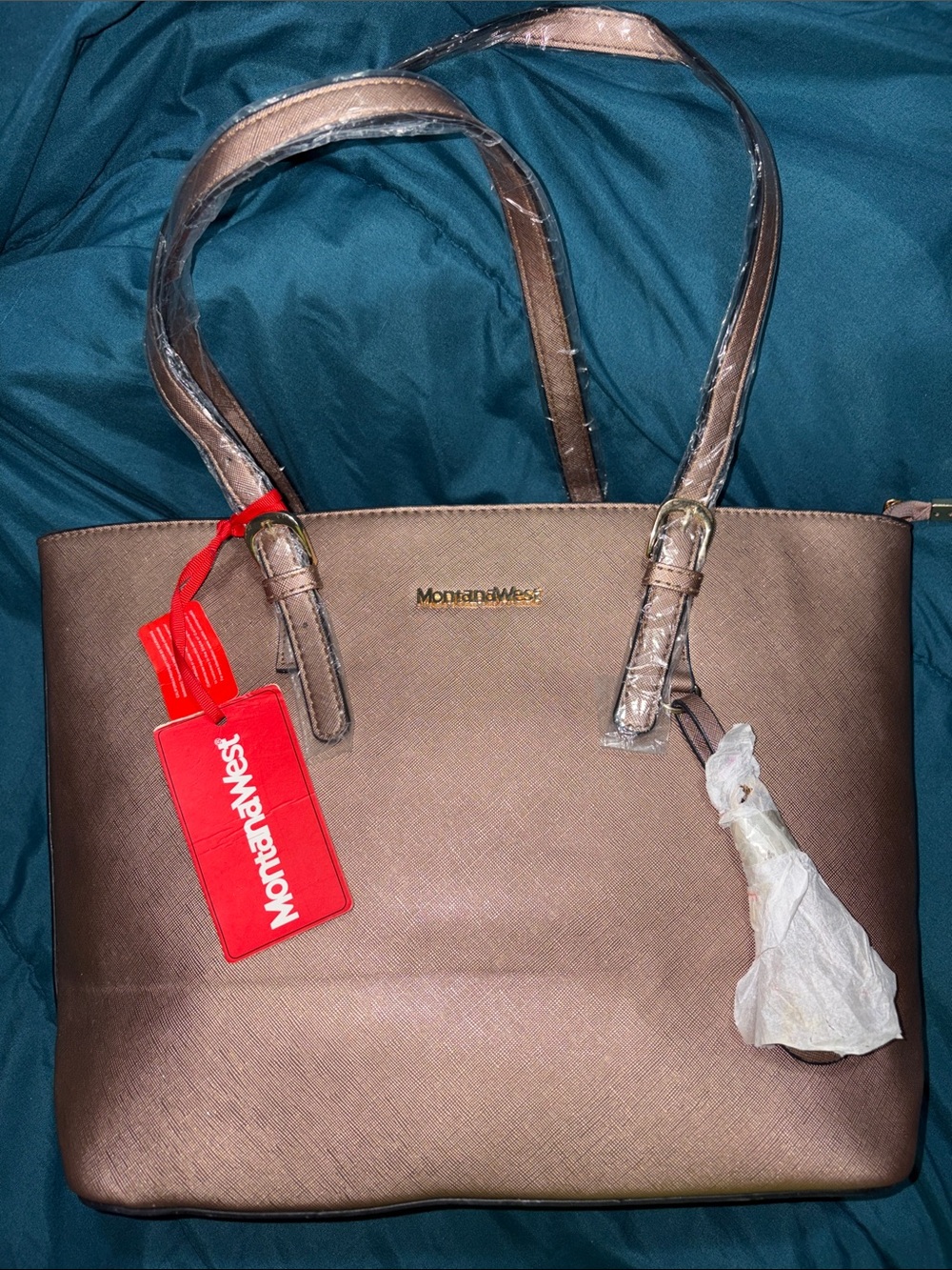 Montana West Rose Gold Tote with Dual Top Handles